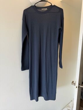 Armedangels Blue Long-Sleeve Knit Dress Wool
